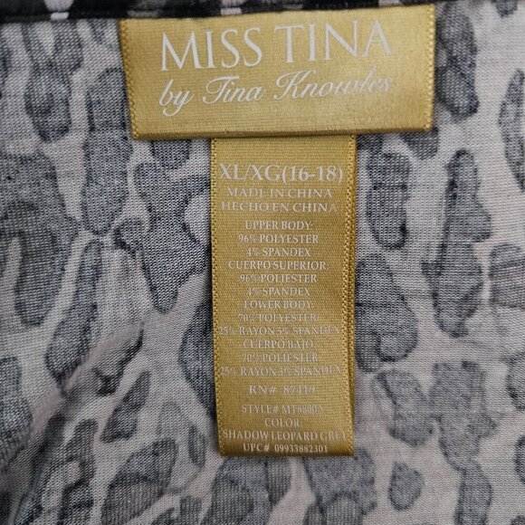 Miss Tina by Tina Knowles Cowl Neck Animal Print Drop Waist Peplum Midi Dress - Picture 2 of 7